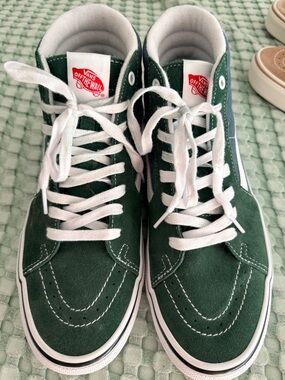Vans Green and White High-Top Sneakers